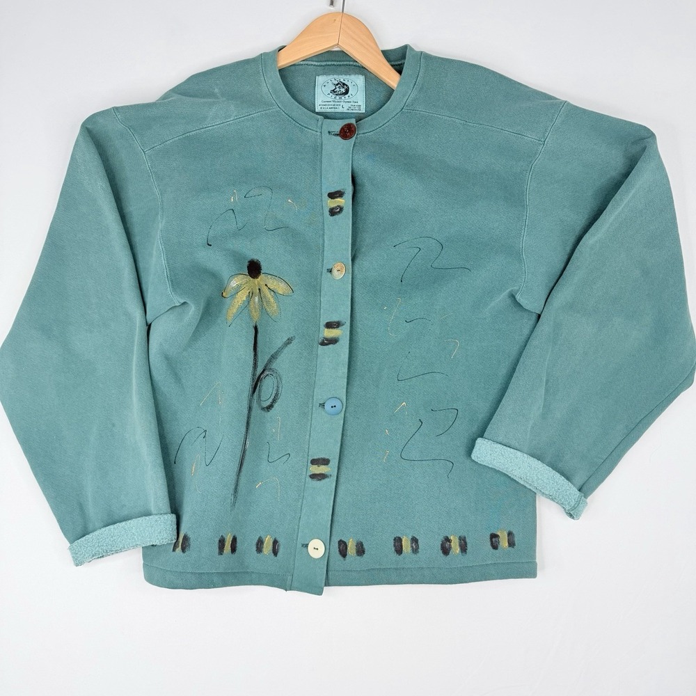 Authentic‎ Pigment sweatshirt cardigan 80s 90s VTG Abstract Button Closure SZ-L